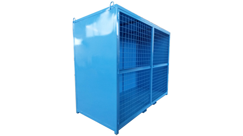 Steel container for gas cylinder storage